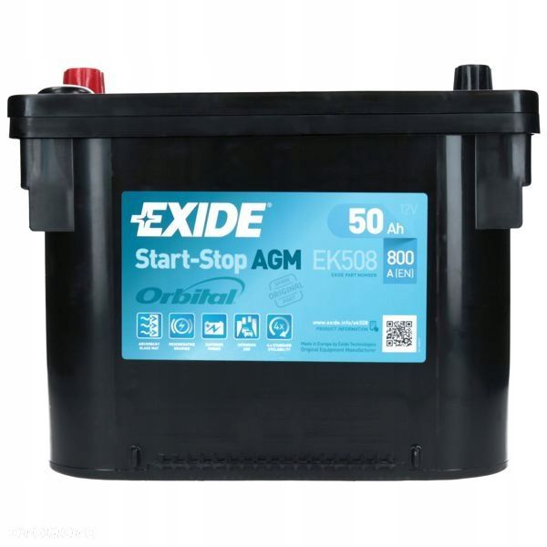 Akumulator Exide EK508 12V 50Ah 800A AGM StartStop - 17,5 kg - 2