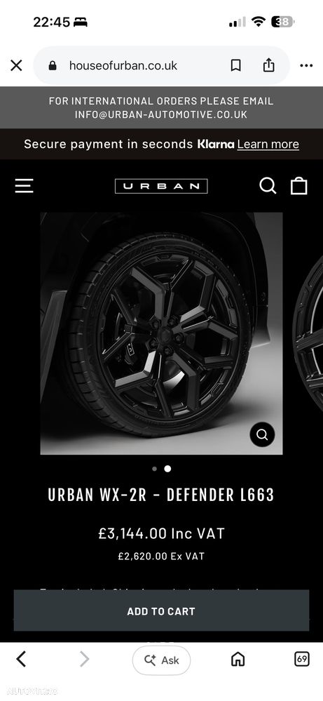 Jante Originale 22" Urban Automotive WX-2R + Anvelope Iarnă/AT Yokohama 285/45 R22 Land Rover Defender L663 + Piulițe Antifurt (DOT 2025) - 17