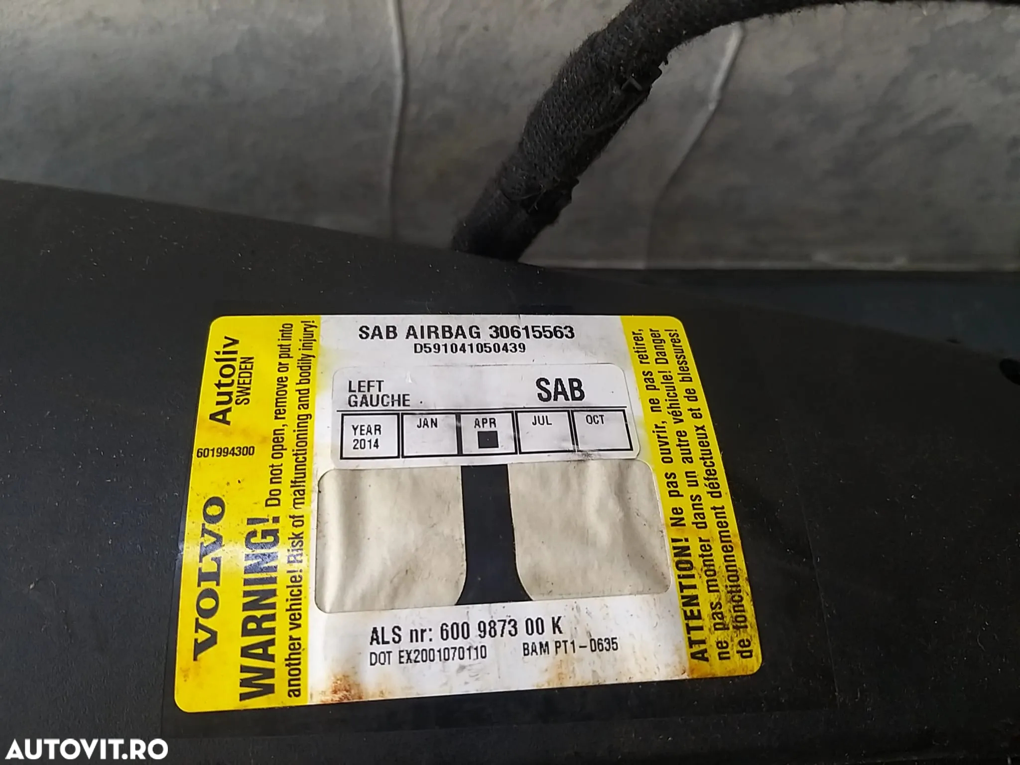 Airbag scaun stanga fata volvo s40 v50 30615563 600987300k 600987700lh - 2