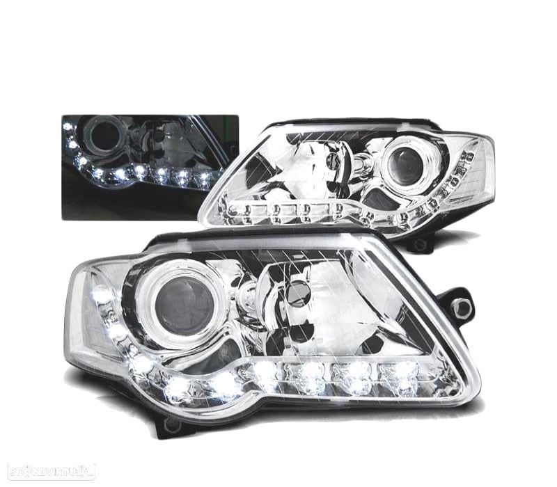 FARÓIS DAYLIGHT PARA VOLKSWAGEN VW PASSAT B6 3C 05-10 CHROME - 2