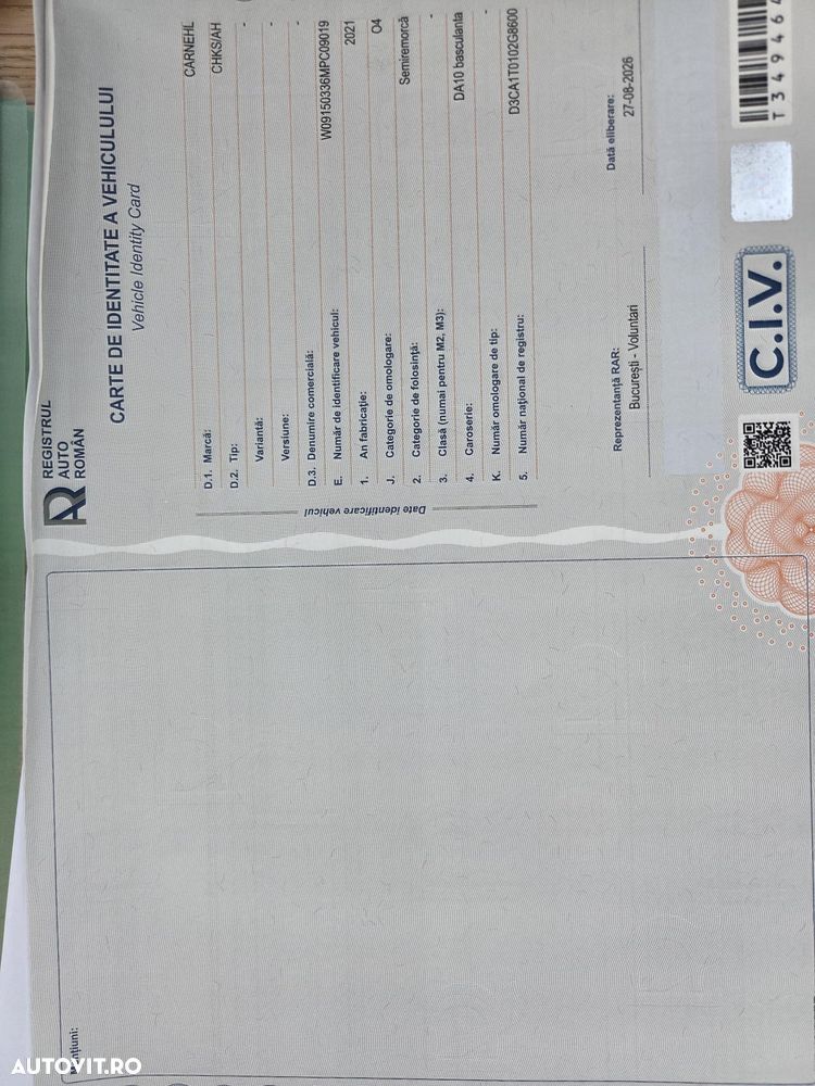 Carnehl Basculabila 28mc, 2021, MASA PROPIE 4,8tone, picioare detasabile,axa liftabila, Carte identitate RAR, RULATA NUMAI IN GERMANIA, jante Aluminiu, axe BPW, CA NOUA, anv 80% ok, cilindru HYVA, prelata, , posibilitate leasing 4 ani-PROMOTIE 21.900 EUR+Tva - 31