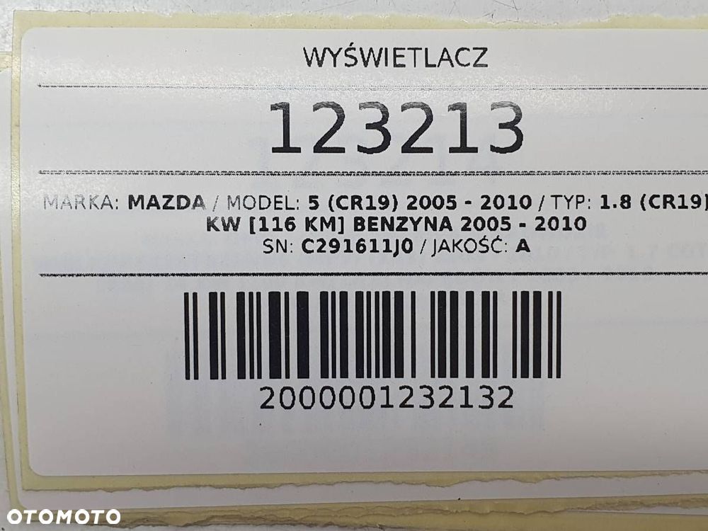 WYŚWIETLACZ ZEGAR RAMKA RADIA DESKI MAZDA 5 CR19 CR C291611J0 - 6