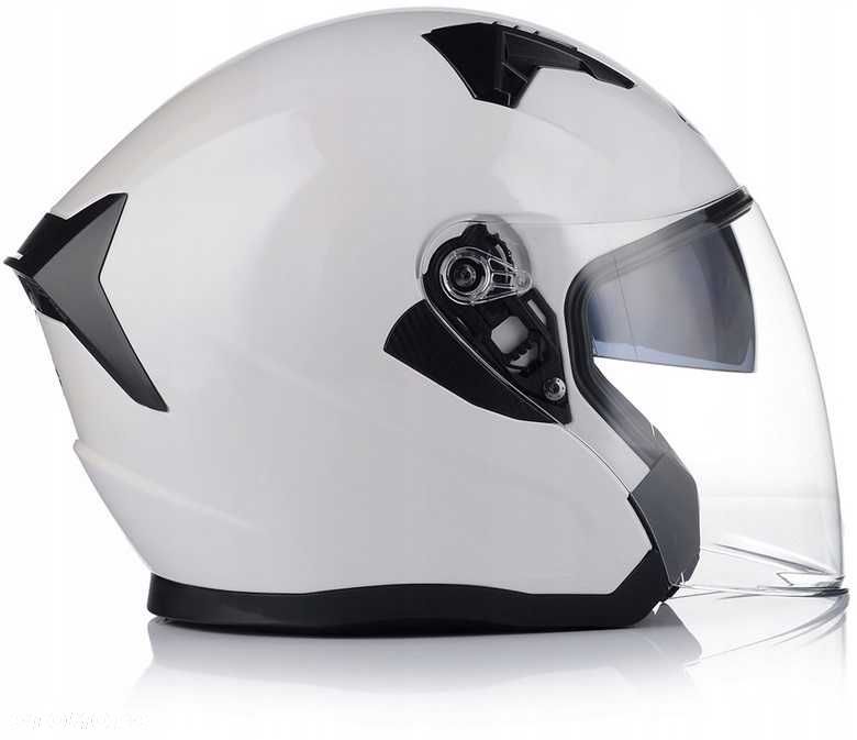 NOWY Otwarty KASK Motocyklowy BIAŁY Skuter Chopper ECER 22.06 BLENDA L - 3