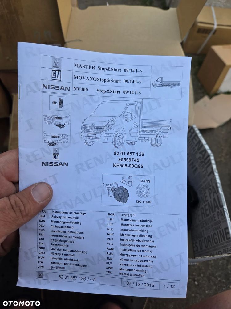 Wiązka Haka Holowniczego Renault Master III Opel Movano B Nissan NV400 Skrzyniowy 95599745 8201657126 KE505-00Q85 - 5