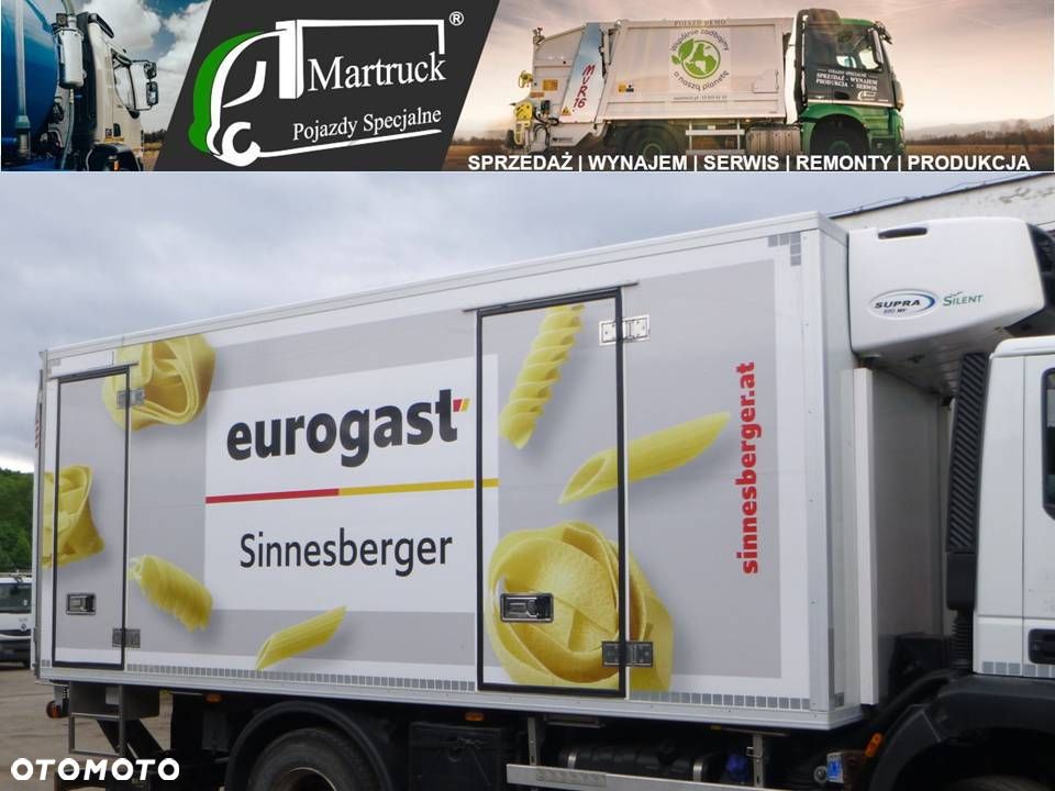 Zabudowa kontener, chłodnia z agregatem Carrier Silent Supra 850 MT z windą