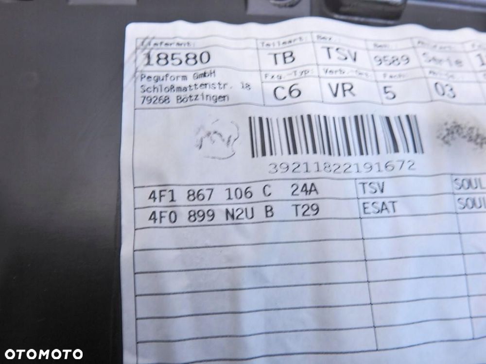 TAPICERKA DRZWI PRAWY PRZÓD AUDI A6 C6 4F1867106C - 5