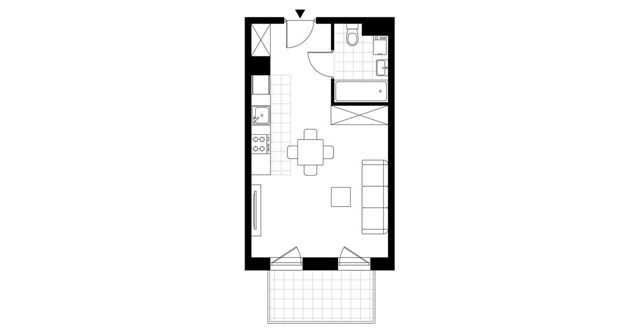 1-pokojowe mieszkanie 30m2 + loggia Bezpośrednio - Pełny obrazek: 4/9