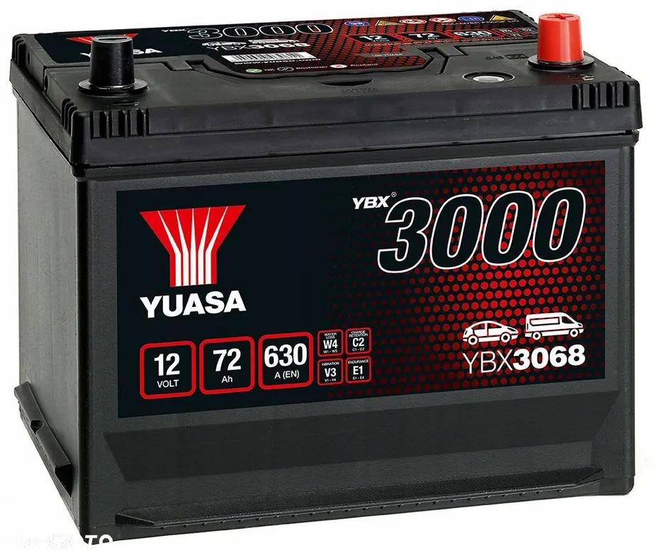 Akumulator Yuasa YBX3068 12V 72Ah 630A P+ Rybnik - 1