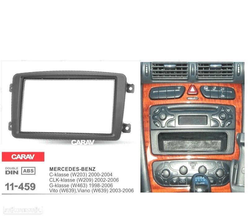 MOLDURA ADAPTADOR PRETO PARA RADIO 2-DIN PARA MERCEDES CLASE-C CLASE-CLK CLASE-G VIANO VITO - 5