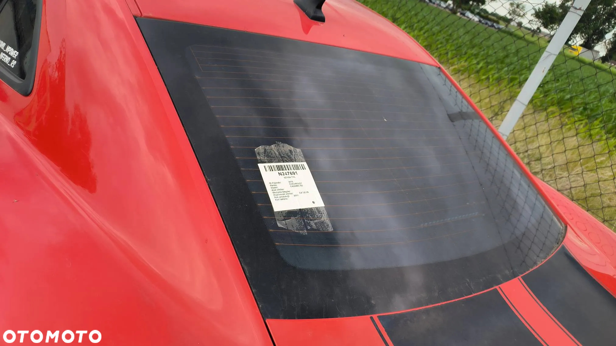 Szyba tylna Chevrolet Camaro Coupe RS 3.6 V6 2011 - 3
