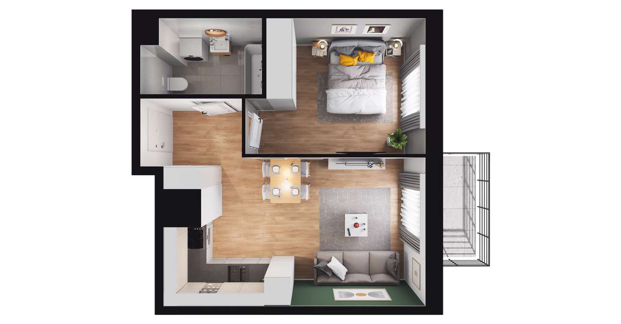 2-pokojowe mieszkanie 35m2 + balkon Bez Prowizji - Pełny obrazek: 2/12