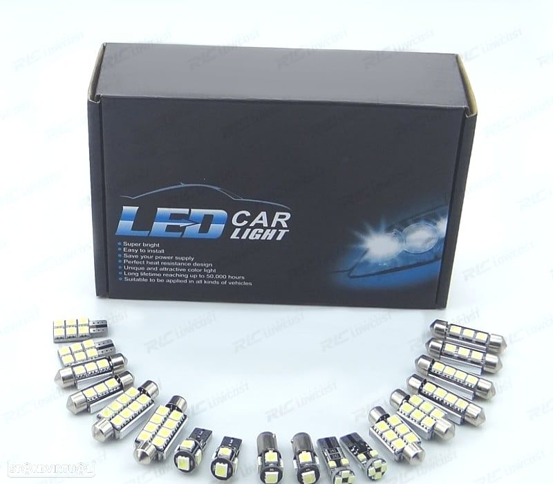 KIT COMPLETO 15 LAMPADAS LED INTERIOR PARA BMW E90 SEDAN 320D 320D XDRIVE 320XD 325D 325I 325XI 05-1 - 2