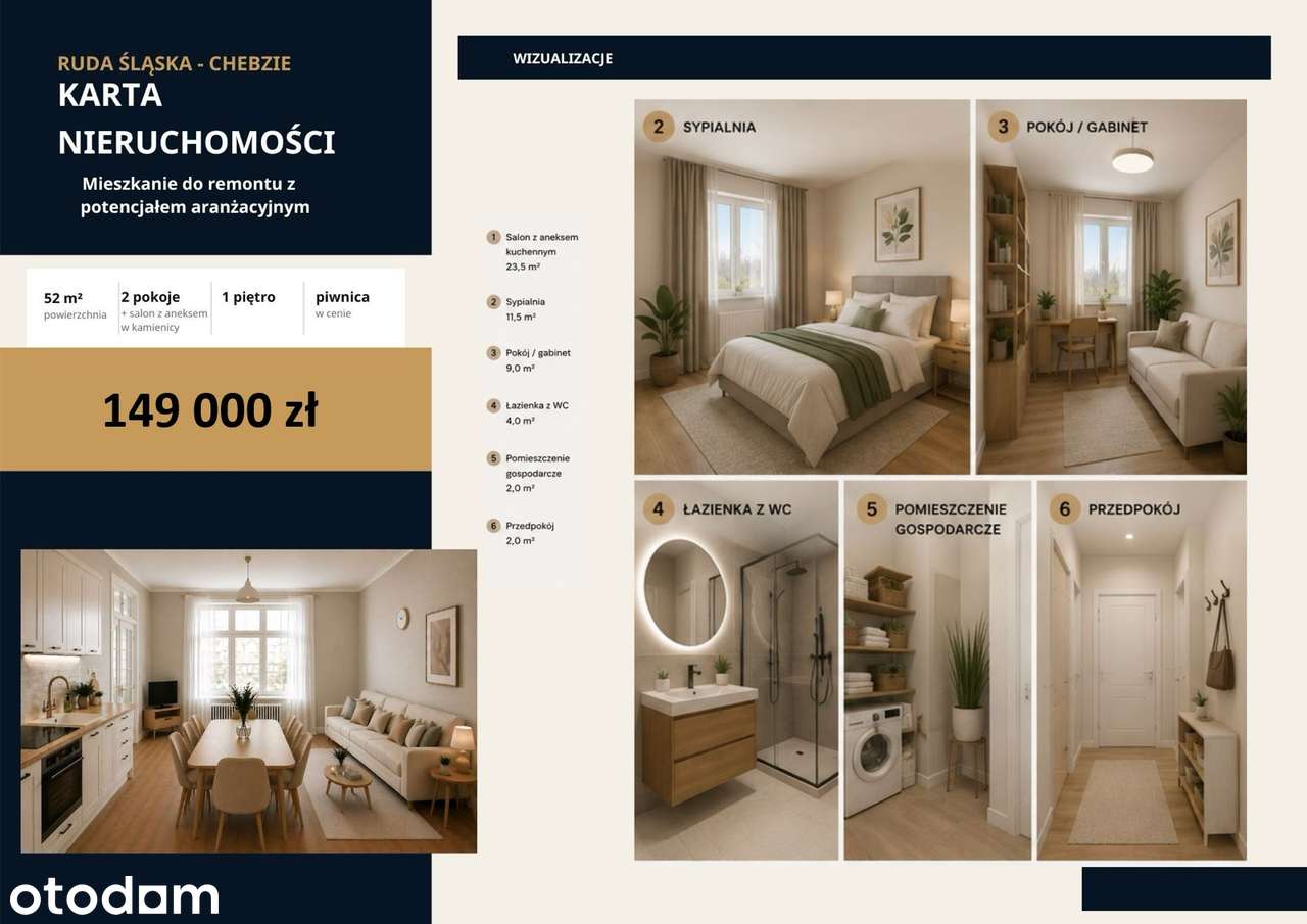 Mieszkanie Ruda Śląska 52m2 3 pokoje Katowice 10 min Gliwice 15 min