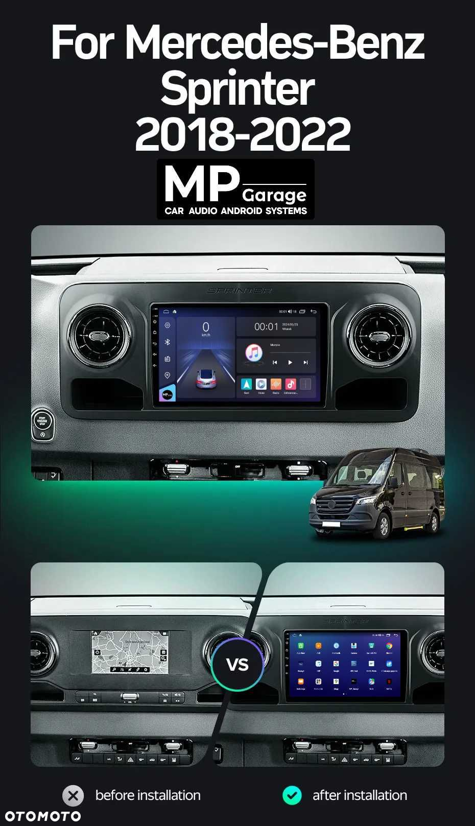 MB Sprinter W907 W910 Radio Android Nawigacja CarPlay/AA 4G Qled FV PL - 2