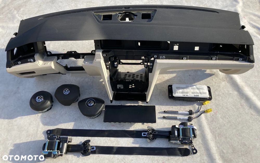 VW PASSAT B8 3G DESKA KONSOLA KOKPIT PULPIT PÓŁKA PARAPET  PODUSZKI POWIETRZNE KIEROWCY PASAŻERA KOLANOWA KOLAN AIRBAG SRS AIR BAG PASY PAS Oryginał NOWY KOMPLET NEW NEU NEV Okazja !!! - 2
