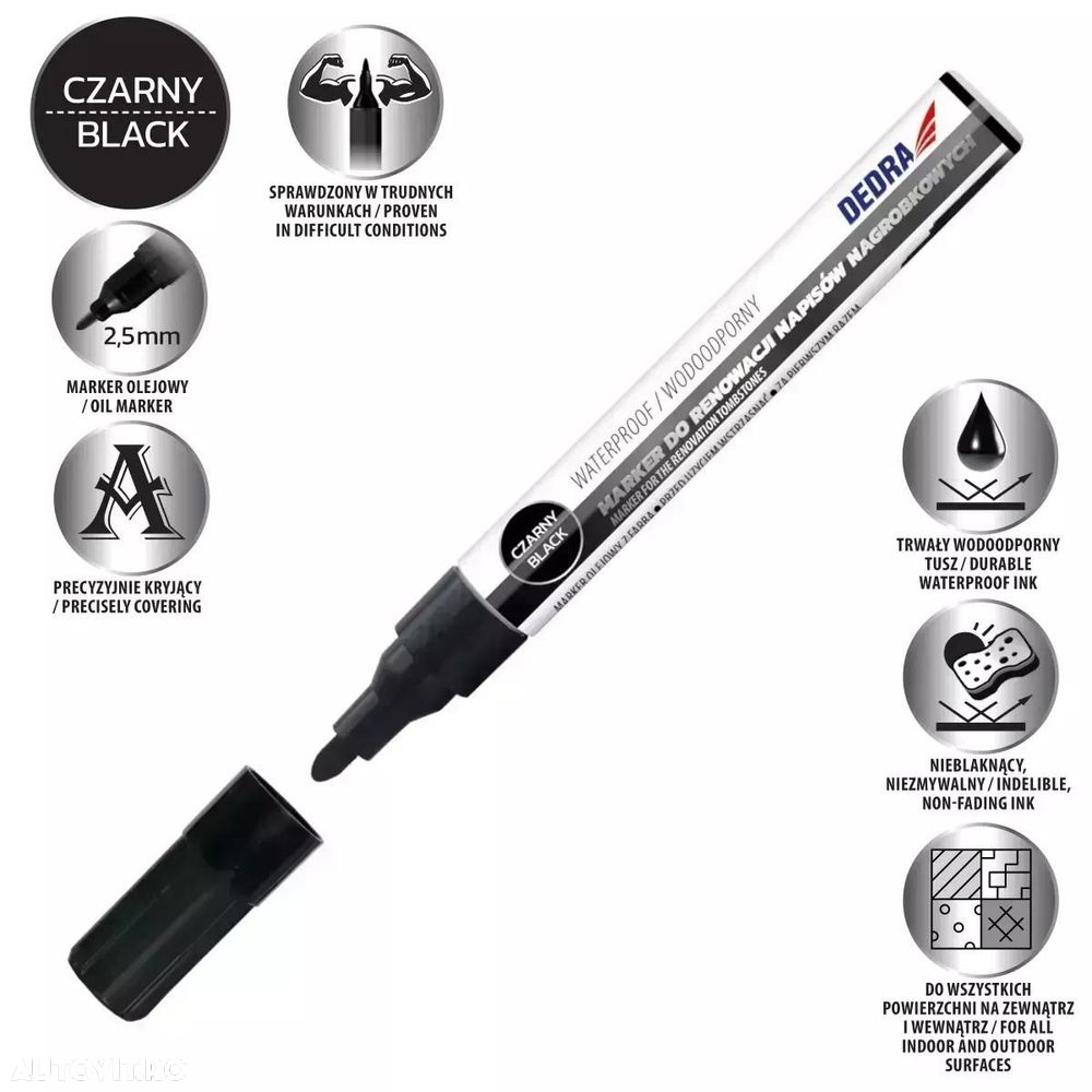 Marker pentru renovarea pietrelor funerare negru 1 buc - 1