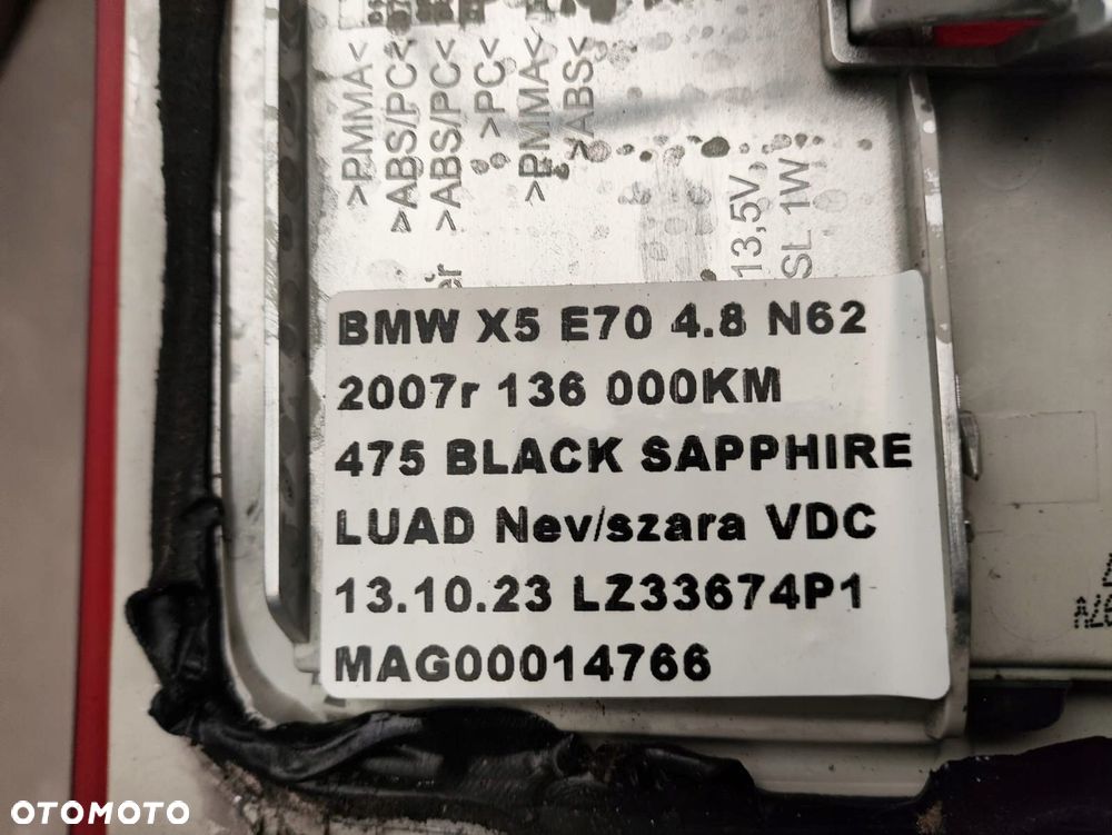 BMW X5 E70 LAMPA TYLNA PRAWA W KLAPĘ 7200822 2008R - 7
