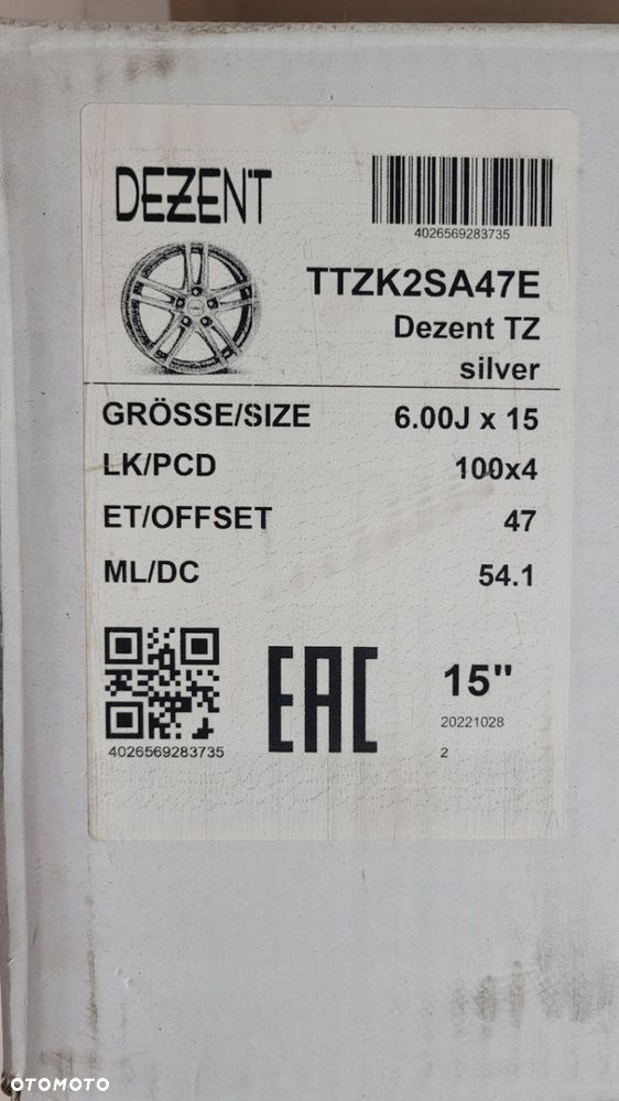 FELGA MAZDA 2 DJ MX-5 MX-3 6x15 15 ET47 4X100 TOYOTA AYGO NOWA DEZENT - 14