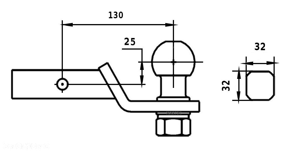 HAK HOLOWNICZY USA AH-10 ADAPTER USA 32x32mm z przetyczką (PODW-2,5cm) - 6