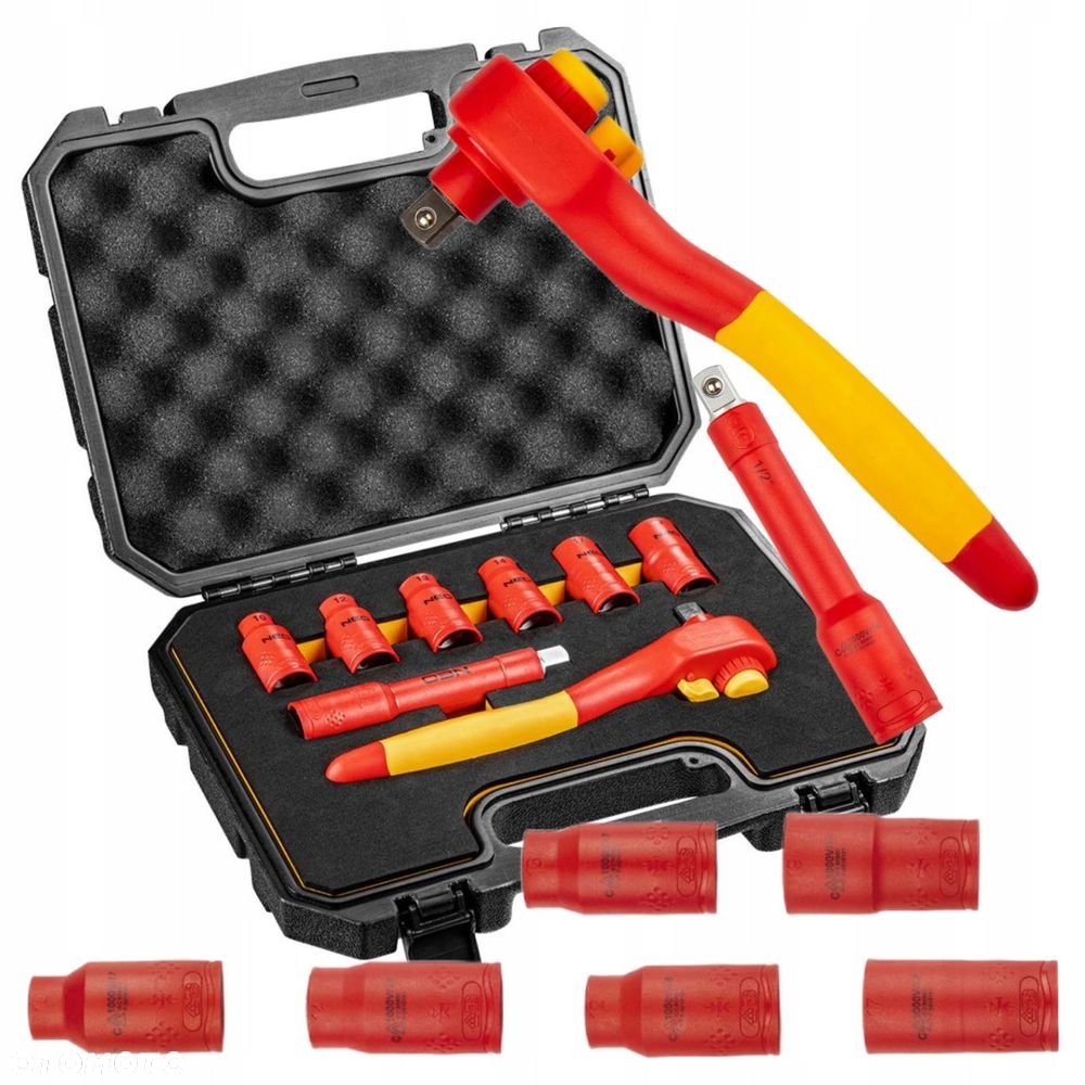 NEO TOOLS ZESTAW KLUCZE NASADOWE IZOLOWANE 8 SZTUK 1000V PRZEDŁUŻKA 01-307 - 2