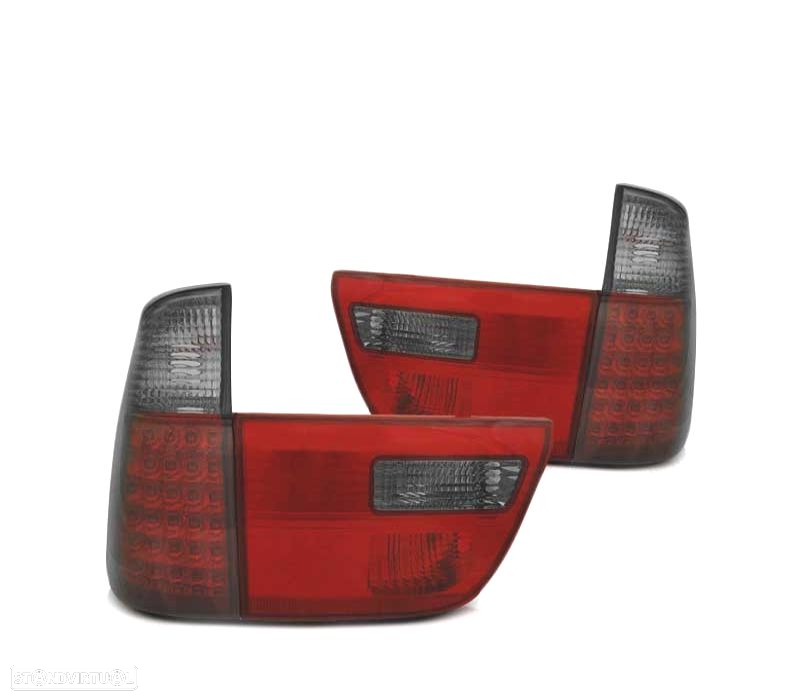 FAROLINS TRASEIROS LED PARA BMW X5 E53 99-03 RED SMOKED VERMELHO FUMADO ESCURECIDO - 2