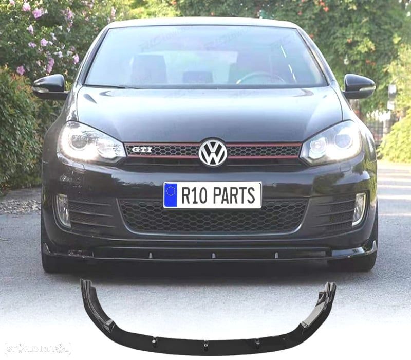 SPOILER LIP VOLKSWAGEN VW GOLF 6 GTI 08-12 PRETO BRILHANTE - 1