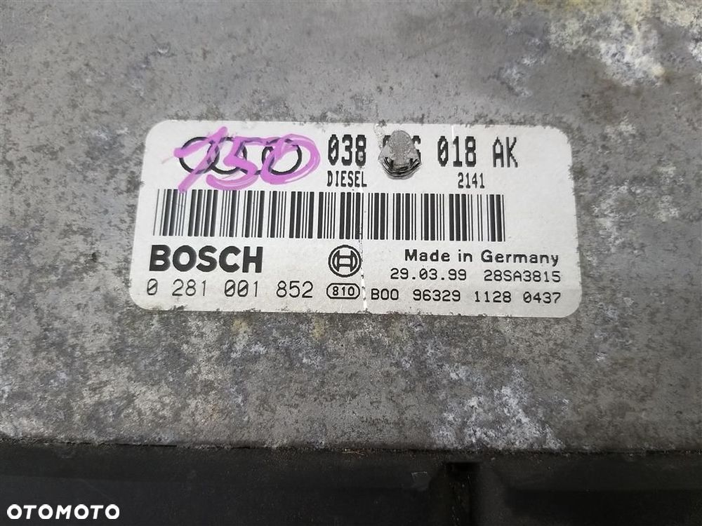 Komputer sterownik silnika Audi A3 8L 1996-2003 1,9 TDI 0281001852 ORYGINAŁ - 3