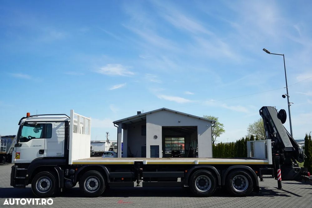 MAN TGS 35.480 / 8x4 / HDS HIAB 288 EP-5, rază de acțiune: 12,7 m / platformă laterală - 7,4 m / capacitate de ridicare: 9400 kg / EURO 6 / RADIOCOMANDĂ - 9