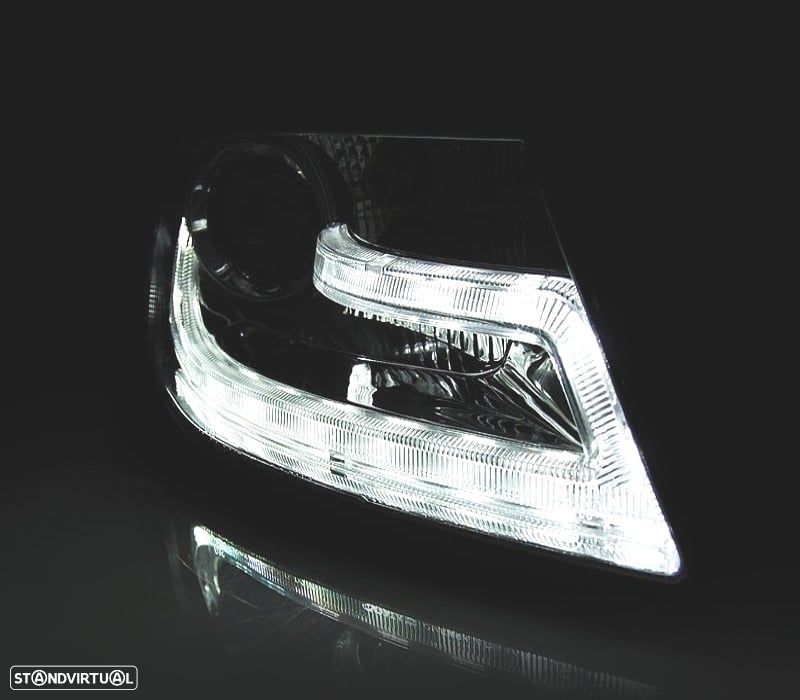 FARÓIS FRONTAIS PARA AUDI A4 B8 07-11 LUZ DIURNA FUNDO CROMADO - 4