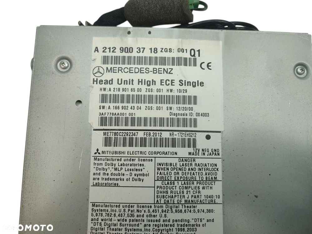 RADIO MERCEDES CLS C218 (2012-2014) 2.2 CDI 204KM A2129003718 - 5