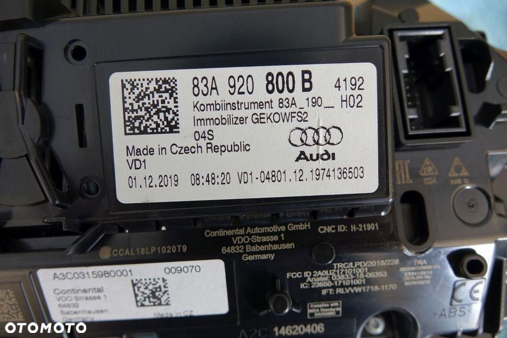 LICZNIK ZEGARY VIRTUAL COCKPIT AUDI Q3 2020  83A920800B - 4