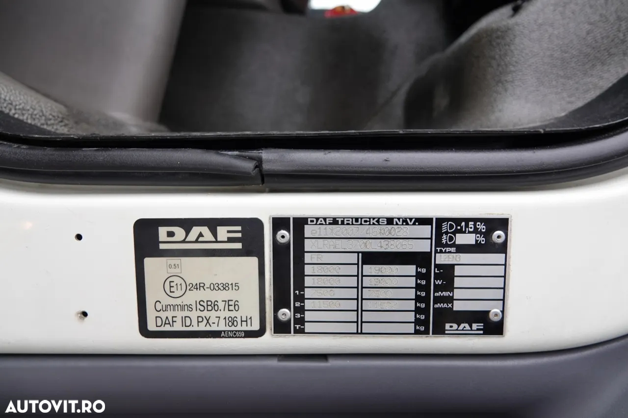 DAF LF 250 / 4X2 / CUTIE - 7.30 + HDS HYVA HB 150XE3 / RADIOCOMANDĂ / ROTATOR / CAPACITATE MAX: 5200 KG / EURO 6 - 35