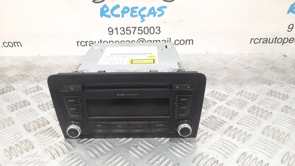 RADIO AUTORADIO LEITOR CD AUDI A3 8P 8P0035186S 8P0035186 CONCERT DISPLAY COMANDOS COMUTADOR PAINEL CONTROLO COMUNICAÇÃO - 3