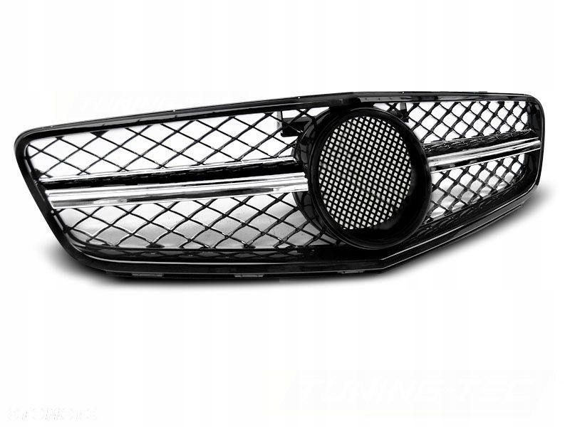 GRILL ATRAPA MERCEDES W204 07-14 SPORT GLOSSY BLACK CHROME BEZ ZNACZKA - 1