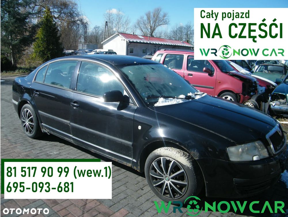 Skoda Superb I (02-05r.) 1.9 TDI 100KM. Silnik AVB Skrzynia EEN lakier LF7R. Cały na części. GWARANCJA !!!  Przód Tył Zestaw Komplet Drzwi Klapa Zderzak Błotnik Maska Grill Atrapa Szyba Pas Lampa Lusterko Boczki Fotel Kanapa Kokpit Deska Rozdzielcza Przełącznik Włącznik Sterownik Przewody Wiązka Instalacja Moduł Komputer Czujnik Listwa Pompa Alternator Wtryski Głowica Rozrusznik Kompresor Sprzęgło Dwumas Silnik Skrzynia ABS Klimatyzacji Paliwa Wspomagania Kolektor Turbina Przepustnica Zawór Chłodnica Koło Hak Belka Sanki Zawieszenie Mcpherson Półoś Amortyzator Wydech Tłumik Zacisk Most - 1