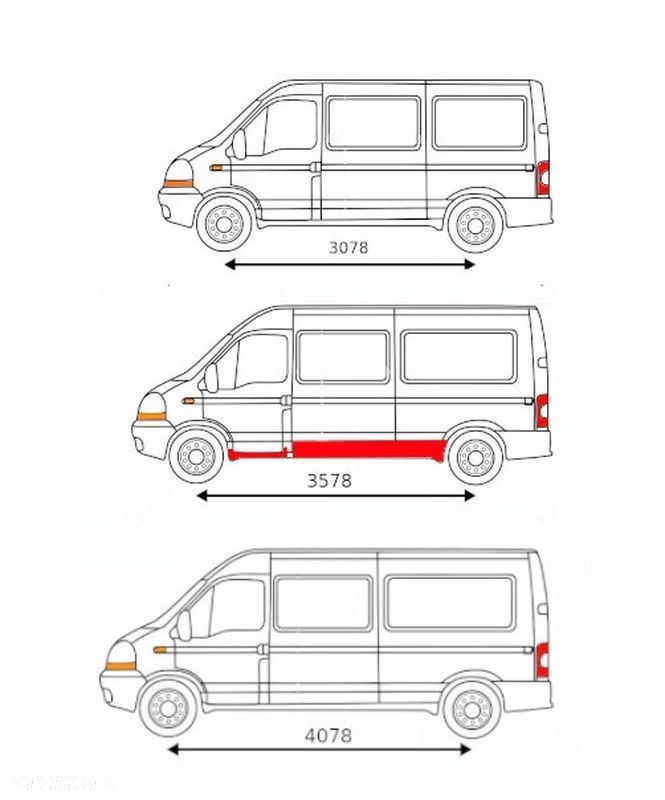 Zestaw Progów / progi Renault Master 98 - 10 wersja Średnia Strona LEWA ! - 1