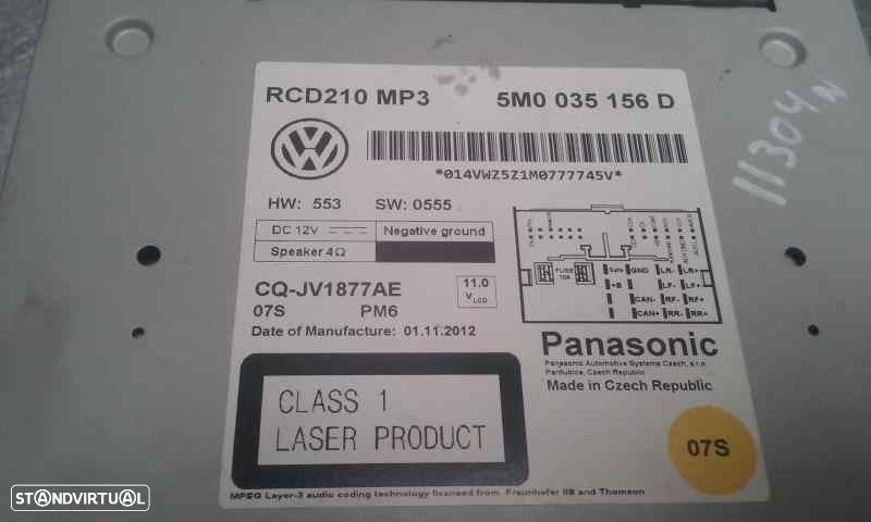 SISTEMA AUDIO / RADIO CD VOLKSWAGEN POLO 2013 -5M0035156D - 3