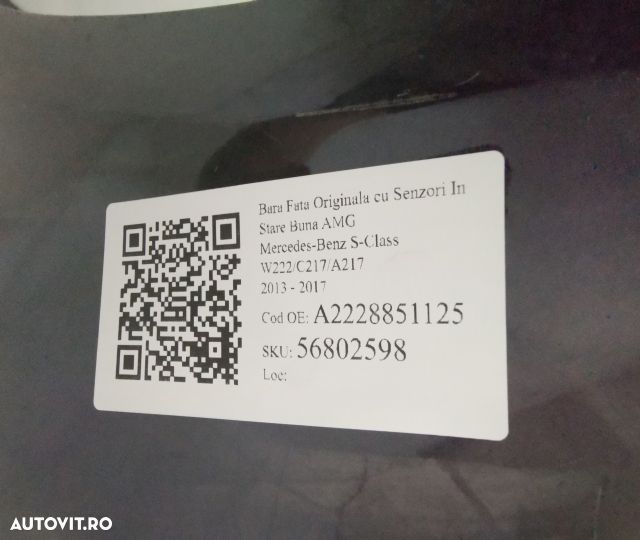 Bara Fata Originala cu Senzori In Stare Buna AMG Mercedes-Benz S-Class - 8