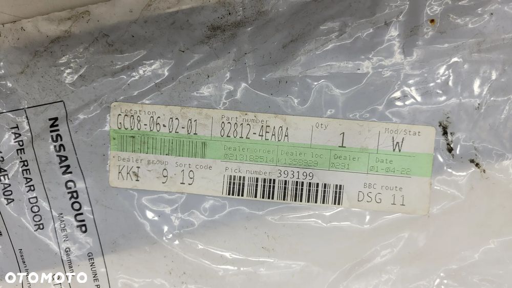 NISSAN QASHQAI NAKLEJKA TYŁ PRAWY SŁUPEK B NOWA ORYGINALNA 828124ea0a - 3