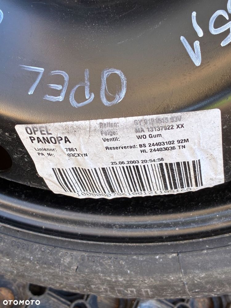 OPEL 5X110 ET41  R16 115/70 R16  KOŁO DOJAZDOWE 4.00BTX16H2 - 6
