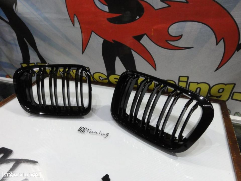 Grelha frontal em preto piano brilhante para BMW E46 98-01 M4 look / dupla lamina em plástico ABS - 10