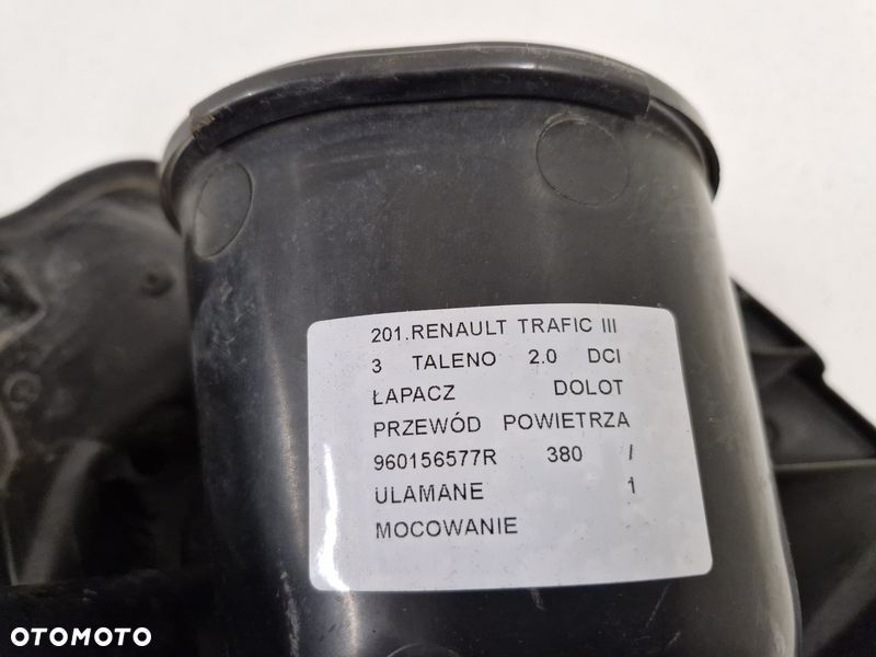 renault trafic iii 3 talento 2.0 dci łapacz dolot przewód powietrza 960156577r - 3