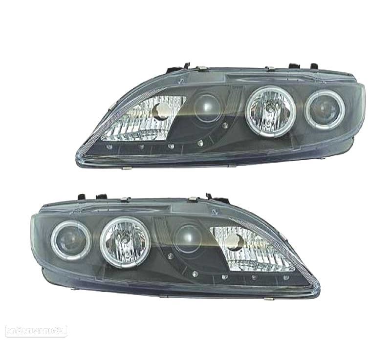 FARÓIS MAZDA 6 02-08 OLHOS DE ANJO LUZ DIURNA FUNDO NEGRO - 1