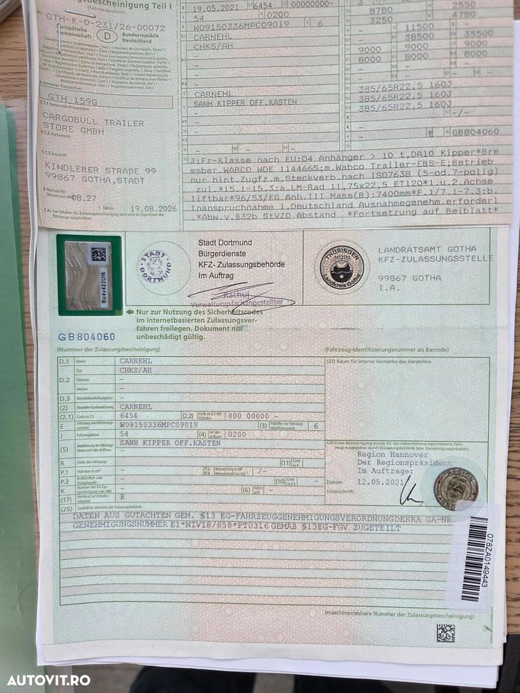 Carnehl Basculabila 28mc, 2021, MASA PROPIE 4,8tone, picioare detasabile,axa liftabila, Carte identitate RAR, RULATA NUMAI IN GERMANIA, jante Aluminiu, axe BPW, CA NOUA, anv 80% ok, cilindru HYVA, prelata, , posibilitate leasing 4 ani-PROMOTIE 21.900 EUR+Tva - 29
