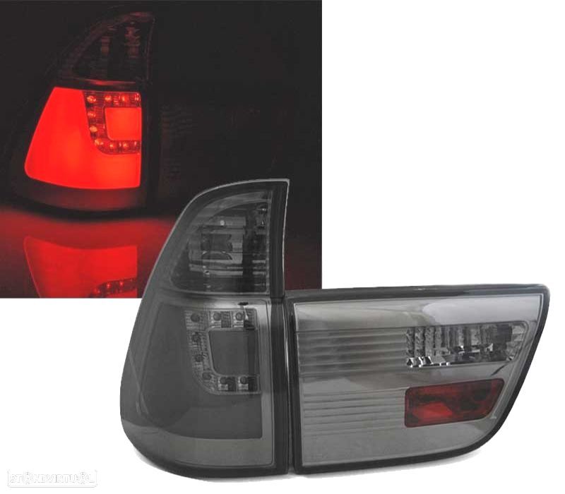 FAROLINS TRASEIROS BMW X5 E53 99-03 FUMADO LED - 1