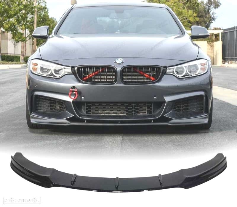 SPOILER LIP DIANTEIRO BMW F32 13-18 LOOK M TECH PRETO BRILHANTE - 1