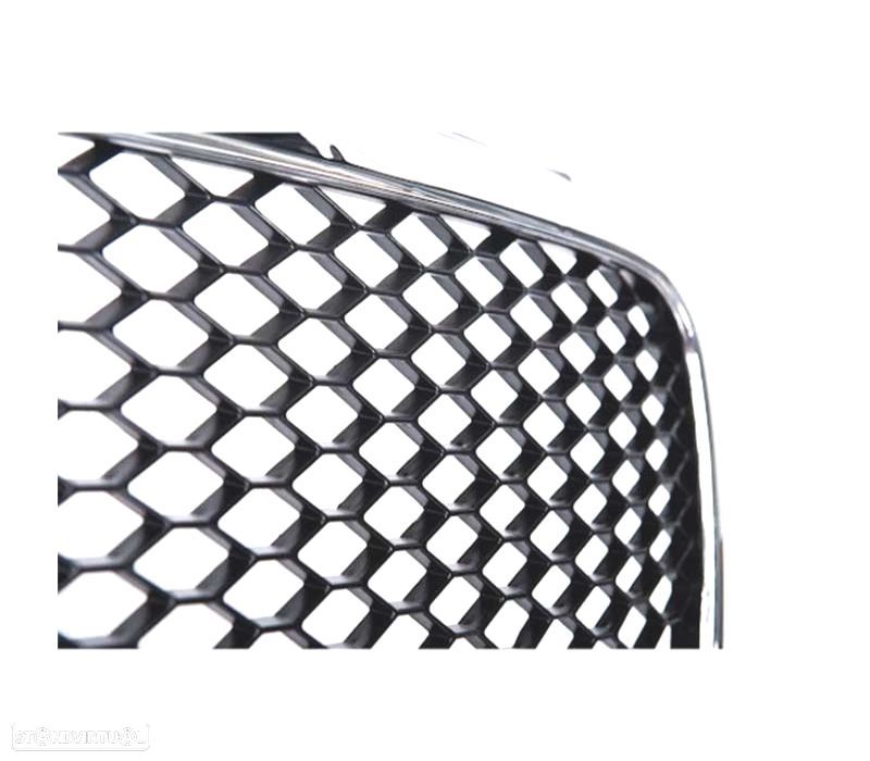 GRELHA FRONTAL AUDI A4 B7 LOOK RS PRETO CROMADA - 4