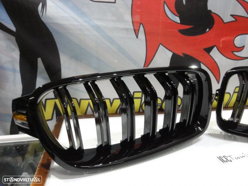 Grelha frontal em plástico ABS para BMW F30 / F31 11-18 M4 look / dupla lâmina em preto piano brilhante - 2