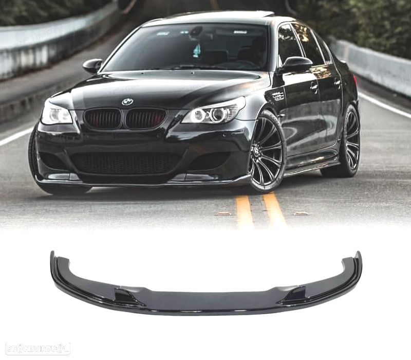 SPOILER LIP FRONTAL ​​​​BMW E60 E61 03-10 LOOK M5 PRETO BRILHANTE - 1