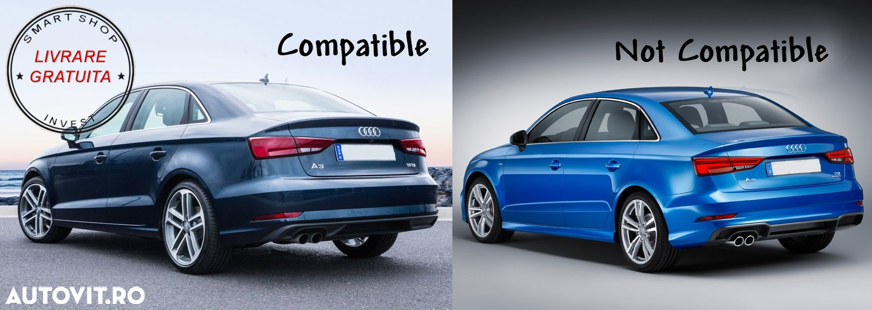 Difuzor Bara Spate Audi A3 8V Facelift Sedan (2016-2019) S3 Design Bara Standard- livrare gratuita - 10